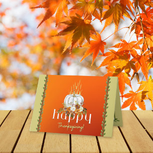 Carte Bon thanksgiving Floral Citrouille Orange Salutati