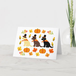 Carte Bon thanksgiving Labrador Silhouette Blanc