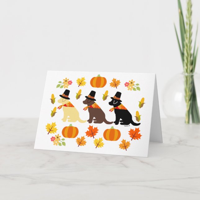 Carte Bon thanksgiving Labrador Silhouette Blanc (Devant)
