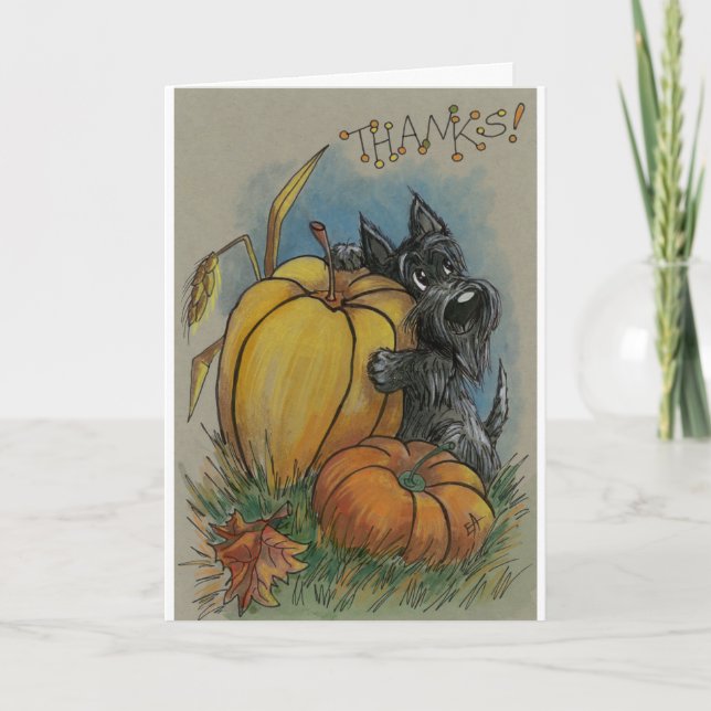 Carte Bon thanksgiving, Merci, Scottish terrier Gr (Devant)