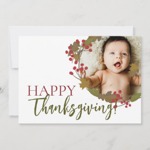 Carte Bon thanksgiving moderne photo personnalisée feuil
