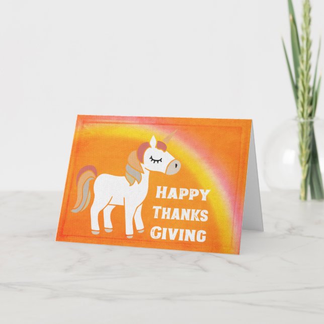 Carte Bon thanksgiving mystique magique Unicorne (Devant)