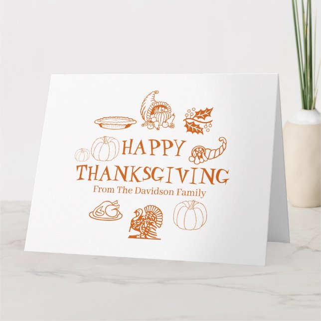Carte Bon thanksgiving nom de famille personnalisé (Devant)