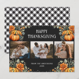 Carte Bon thanksgiving photo Citrouilles Floral