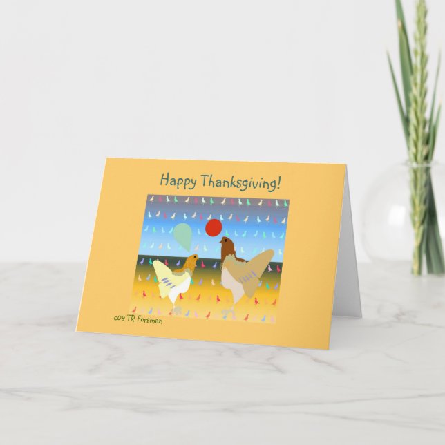 Carte bon thanksgiving (poulets Jardins) (Devant)