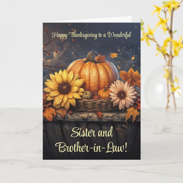 Carte Bon thanksgiving Soeur et Frère en droit (Fleur jaune)
