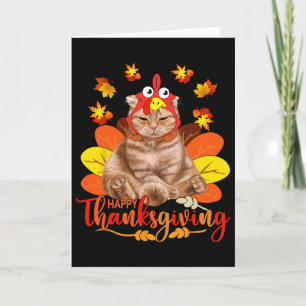 Carte Bon thanksgiving Tee Chat Turquie Jour de Noël Te