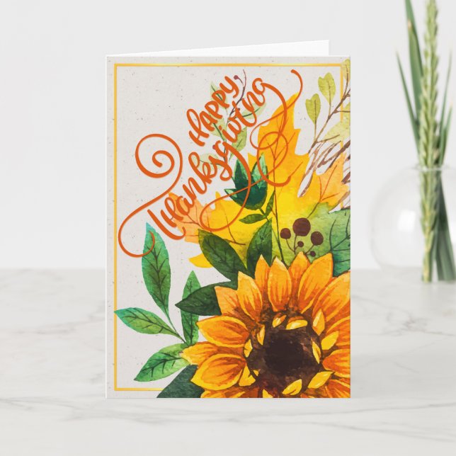 Carte Bon thanksgiving tournesol (Devant)