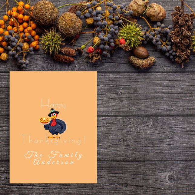 Carte Bon thanksgiving tourte à dinde clair orange (Créateur téléchargé)