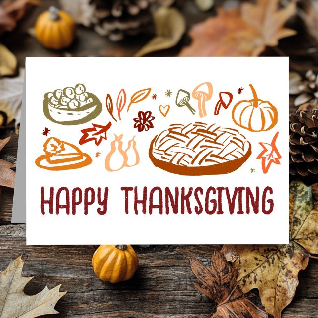 Carte Bon thanksgiving Whimsgiving Vegan (Whimsical Happy Thanksgiving Friendsgiving Vegan Vegetarian Holiday Card
)