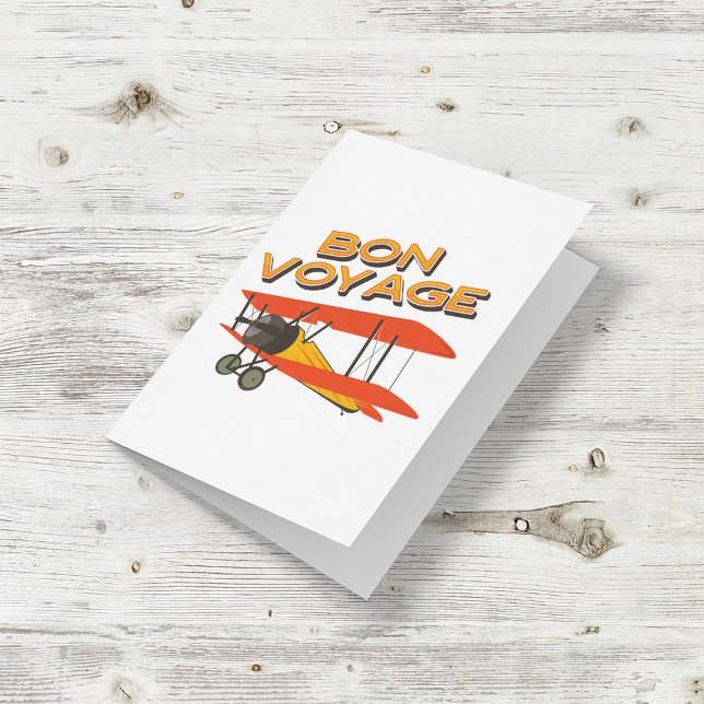 Carte Bon Voyage Biplane Avion Vintage (Créateur téléchargé)