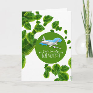 Carte Bon voyage et déplacements sûrs Feuilles et avion
