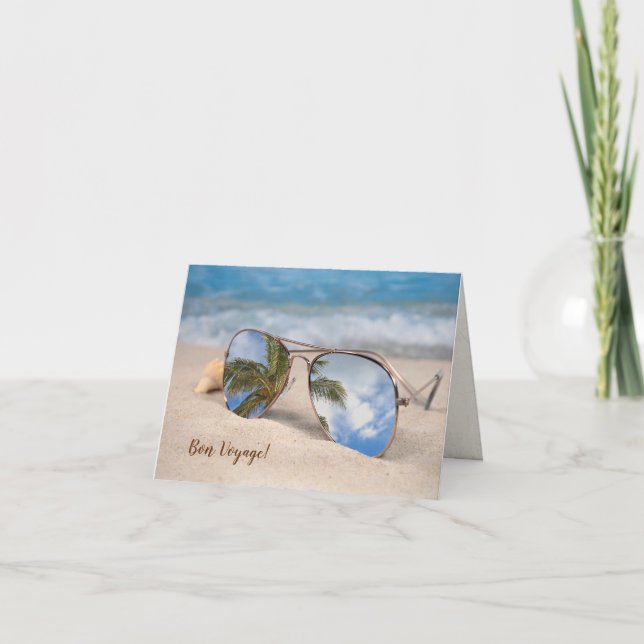 Carte Bon Voyage Lunettes de soleil dans le sable (Devant)