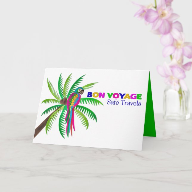 Carte Bon Voyage Perrot coloré tropical (Orchidée)
