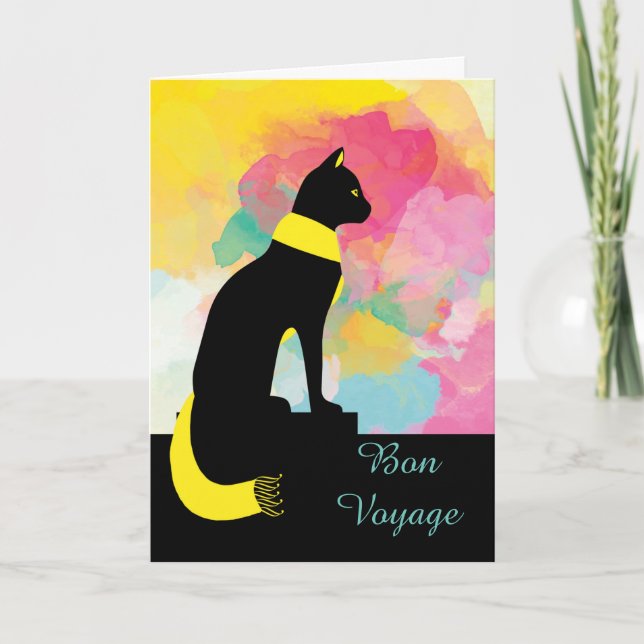 Carte Bon Voyage Purrfect Excursion Chat Noir (Devant)