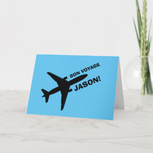 Carte Bon voyage sur Blue Custom Name