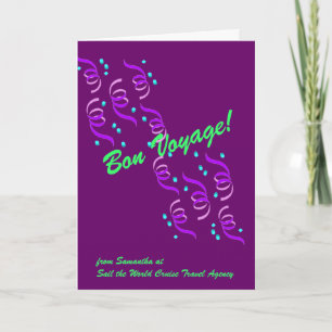 Carte Bon voyage Voeux en violet P4C
