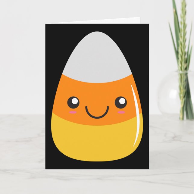 Carte Bonbons au maïs heureux Emoji à Halloween (Devant)