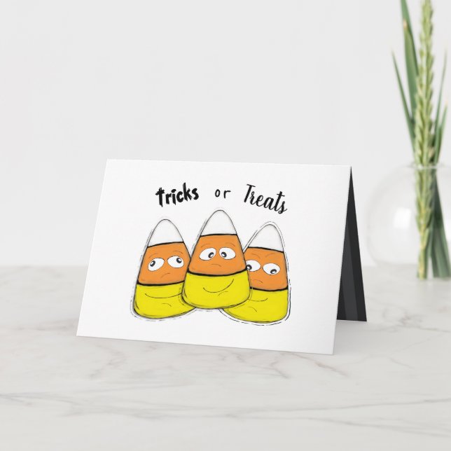 Carte Bonbons de maïs d'Halloween souriants (Devant)