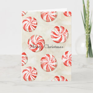 Carte Bonbons de Noël à la menthe poivrée à la crème rou