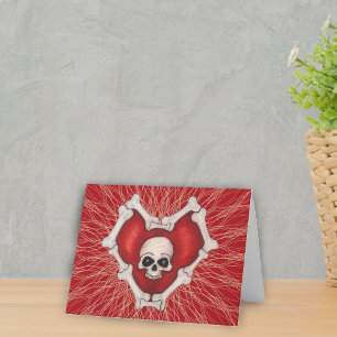 Carte Bone de coeur Éffrayant rouge - Plan de l'araignée