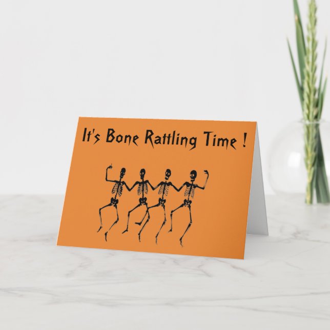 Carte Bone Rattle Party Skeletons heureux Halloween (Devant)