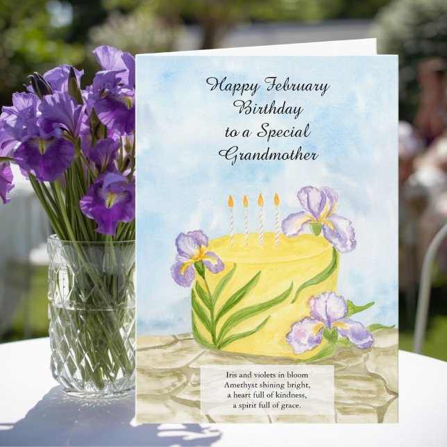 Carte Bonheur de grand-mère Fête des iris de février Gât (Créateur téléchargé)
