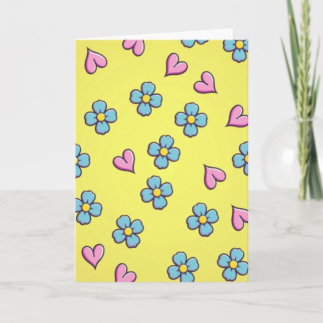 Carte Bonheur Fleur Bleue Cœur (Devant)