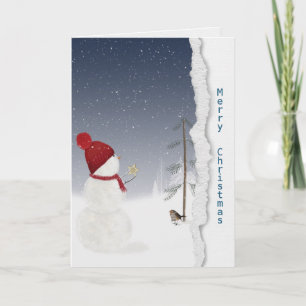 Carte bonhomme de neige avec étoile d'or vous manque