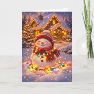 Carte Bonhomme de neige cosy