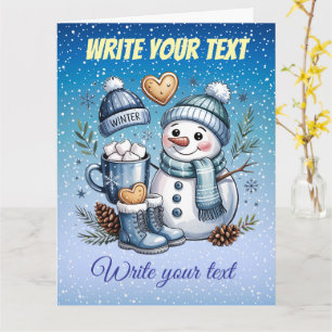 Carte Bonhomme de neige cosy d'hiver