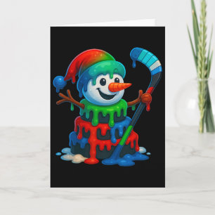Carte Bonhomme de neige de hockey sur glace Noël glace à