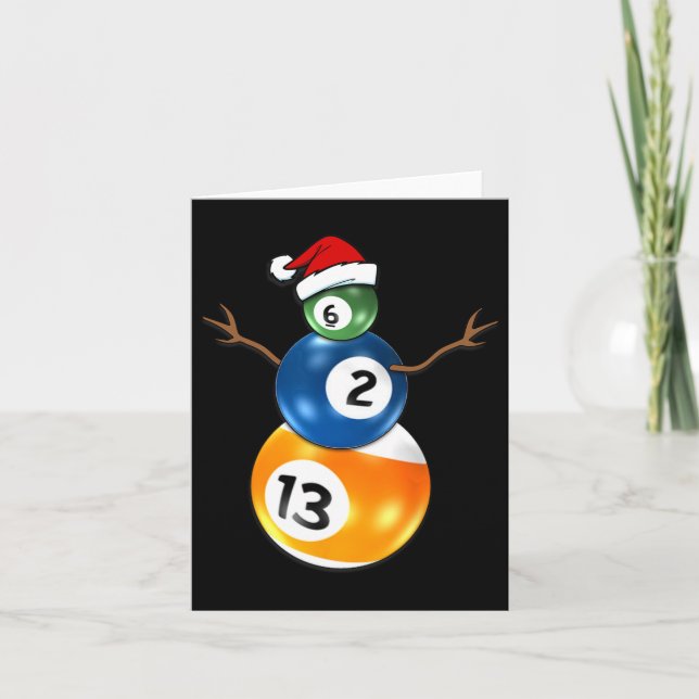 Carte Bonhomme de neige de Noël de billard avec table de (Devant)
