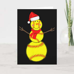 Carte Bonhomme de neige de softball Noël chapeau de Sant