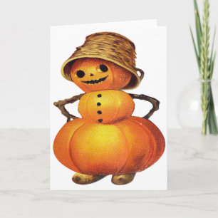 Carte Bonhomme de neige en citrouille (Carte vintage d'H