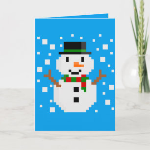 Carte Bonhomme de neige en Pixel Art