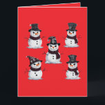 Carte Bonhomme de neige gothique<br><div class="desc">Jolis bonhommes de neige gothiques sur fond rouge</div>