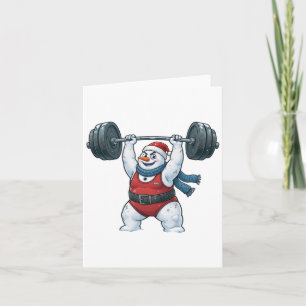 Carte Bonhomme de neige Haltérophile Noël 2026 Fitness V