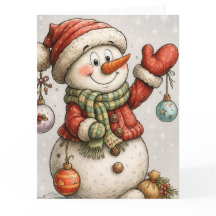 Bonhomme de neige joyeux avec des boules de Noël