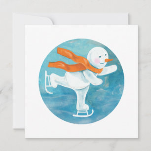 Carte Bonhomme de neige patineur 