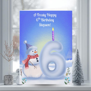 Carte Bonhomme de neige pour le 6ème anniversaire d'un b