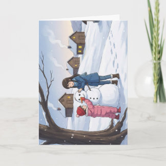 Carte Bonhomme de neige près des cabines