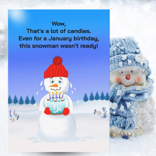 Carte Bonhomme de neige qui fond, Anniversaire de janvie