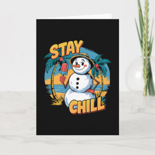 Carte Bonhomme de neige Restez cool Rétro Plage ensoleil
