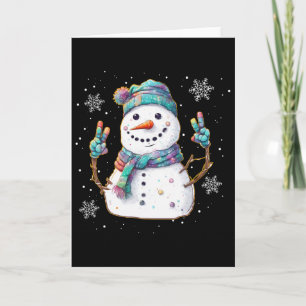 Carte Bonhomme de neige Signe de paix Noël Neige Frimas