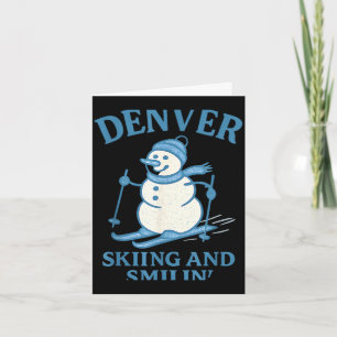 Carte Bonhomme de neige souriant et skieur à Denver Colo