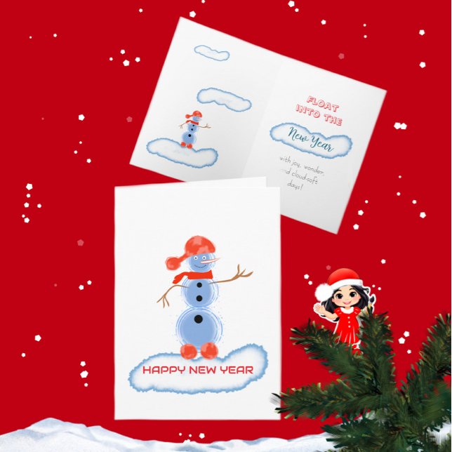 Carte Bonhomme de neige volant (Créateur téléchargé)