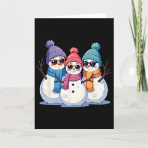 Carte Bonhommes de neige colorés avec des lunettes de so
