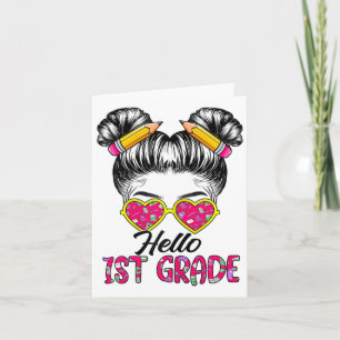 Carte Bonjour 1ère Année Messy Bun Girls Ck To School Cr