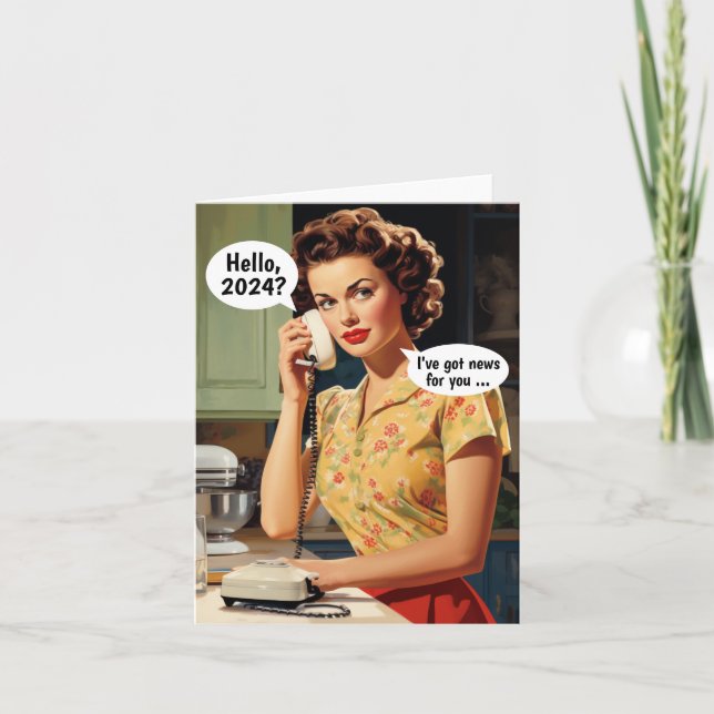 Carte Bonjour, 2024 : Got News for You Retro Nouvel An (Devant)